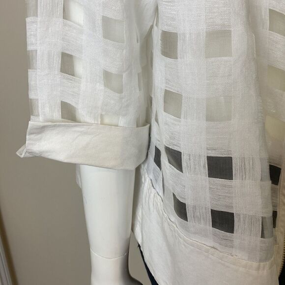 JM Collection Jacket P/L  White Summer Jacket with 3/4 Sleeves Zip Closu… - Picture 5 of 9